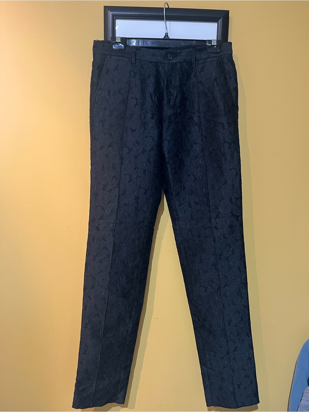 Stunning! Dolce & Gabbana Black Jacquard Slim Dress Pants Sz 44 IT/XS New!